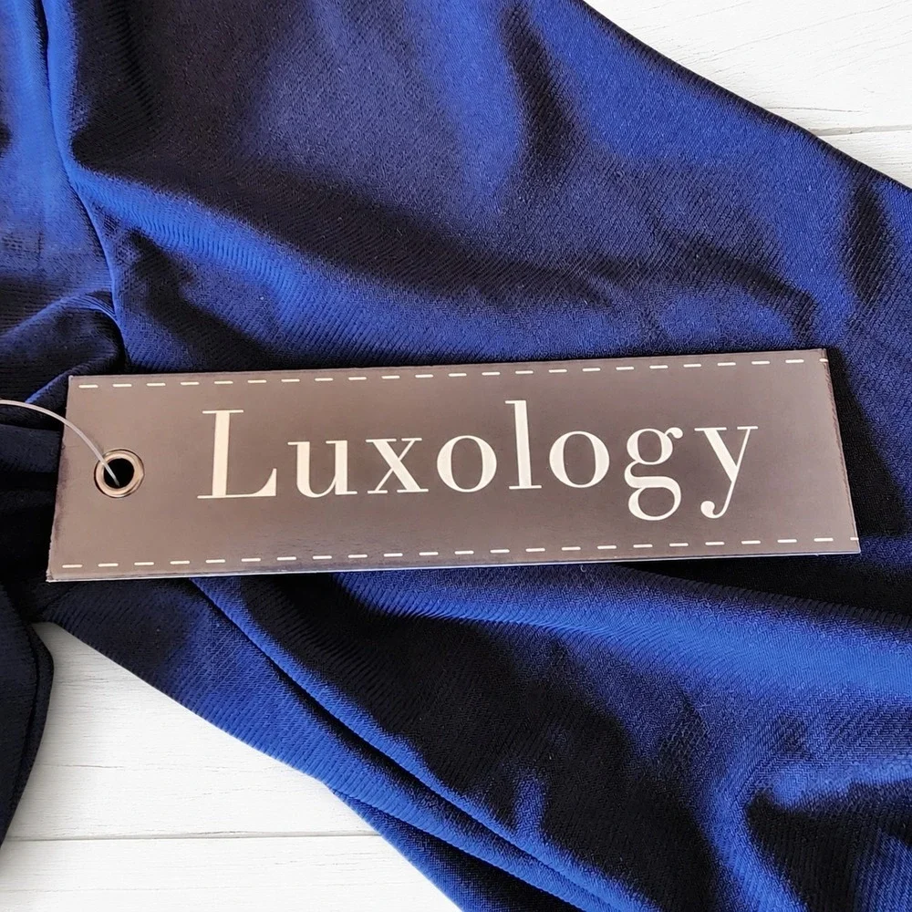 Luxology Navy Blue Lace Up Dress Womens Size 6 NWT Belted Free Ship - Picture 9 of 13